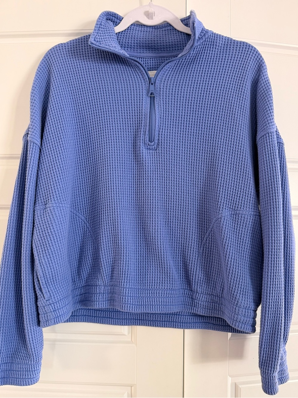 Aerie Light Blue Waffle Half-Zip Sweater